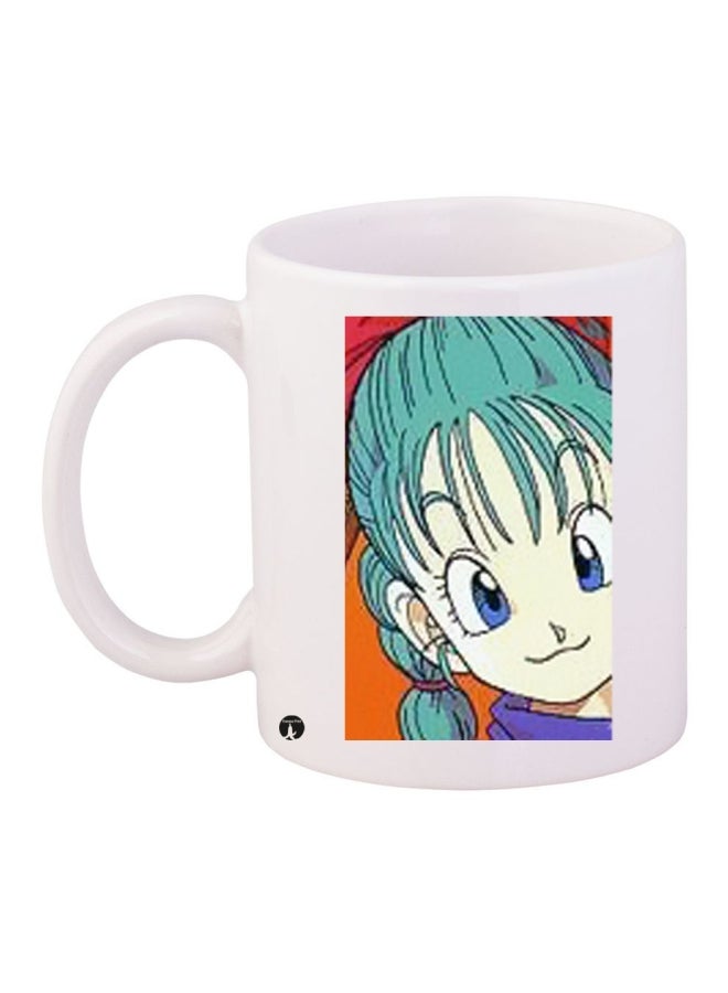 مج قهوة من السيراميك مزين بطبعة أبيض/أزرق/برتقالي