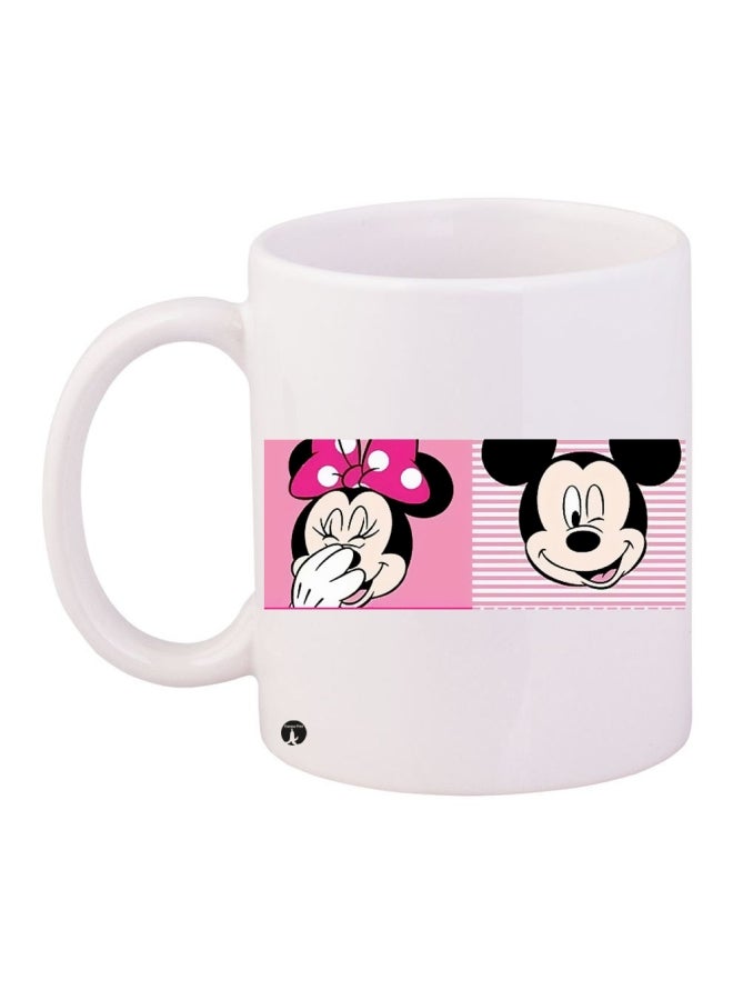 Printed Ceramic Coffee Mug White/Pink/Beige