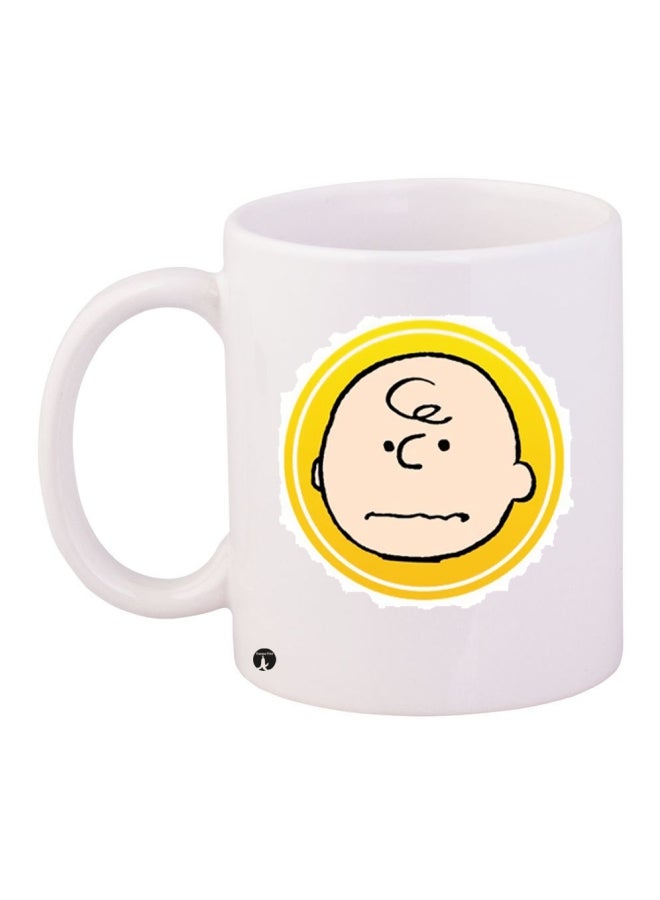 BP Printed Ceramic Coffee Mug White/Beige/Yellow