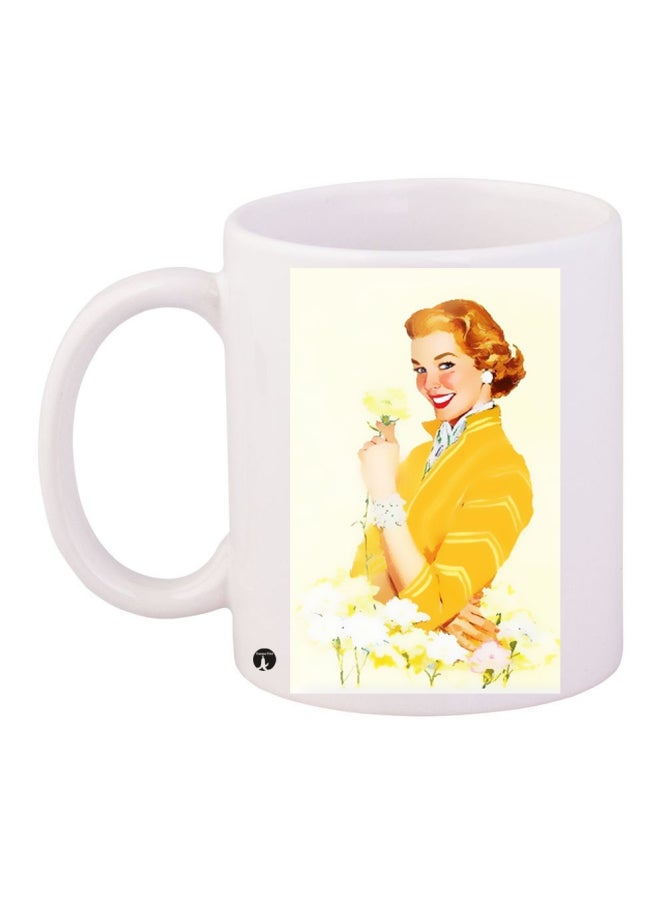 BP Printed Ceramic Coffee Mug White/Yellow