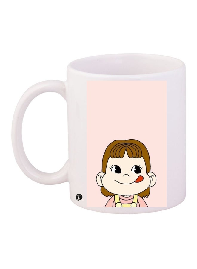 بي بي قدح قهوة مطبوع أبيض/ بني/ وردي