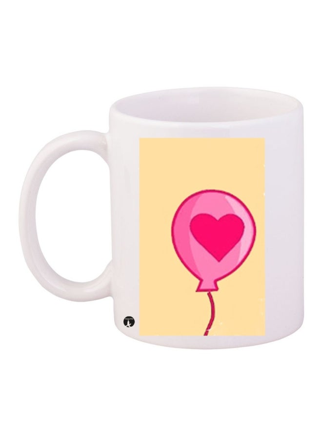 Printed Coffee Mug White/Pink/Beige