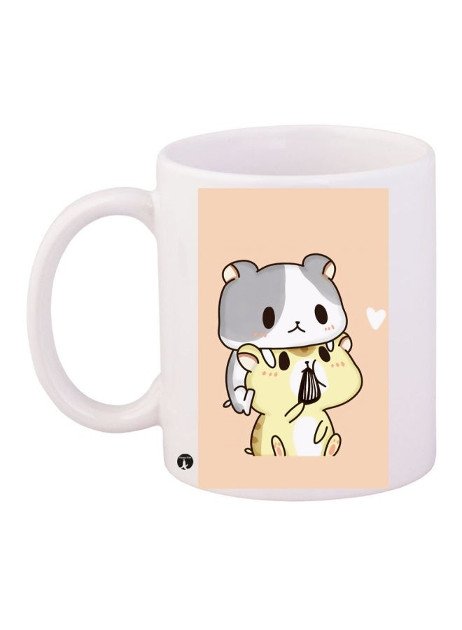 Printed Coffee Mug White/Grey/Yellow