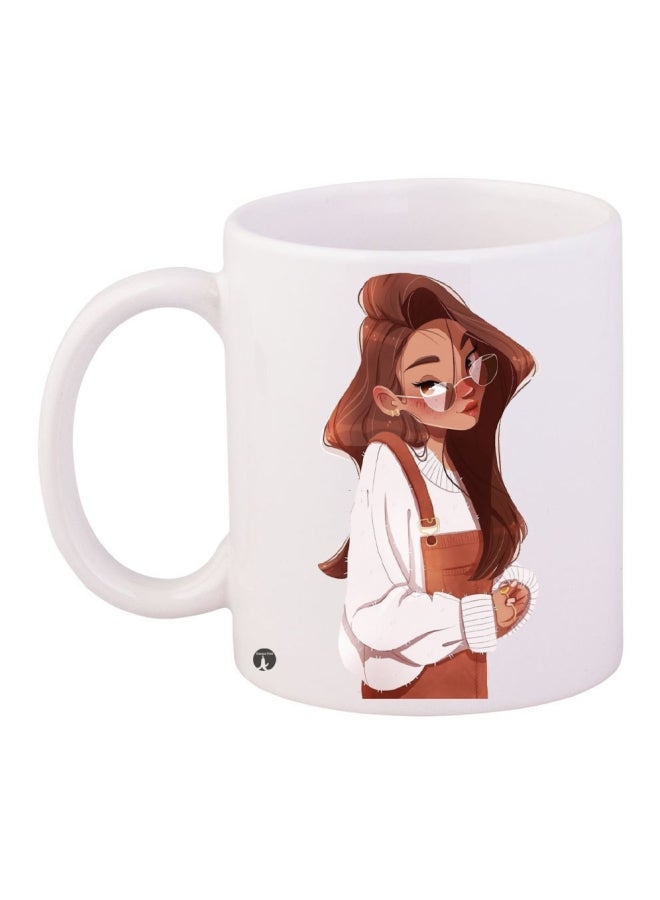 Printed Coffee Mug White/Brown/Beige