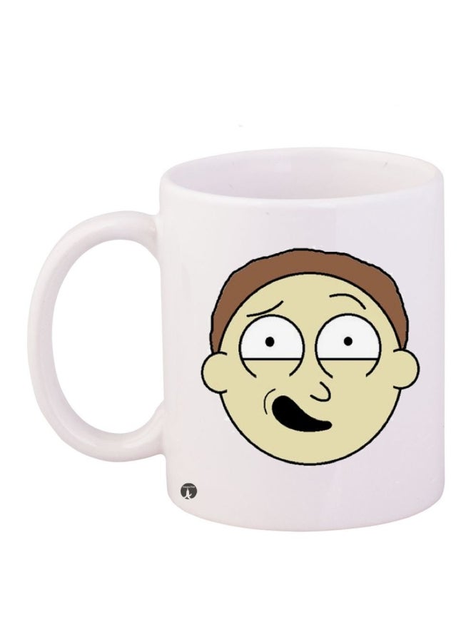 قدح قهوة مطبوع أبيض/بني/ بيج