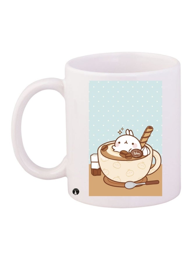 بي بي قدح قهوة مطبوع أبيض/بني/أزرق