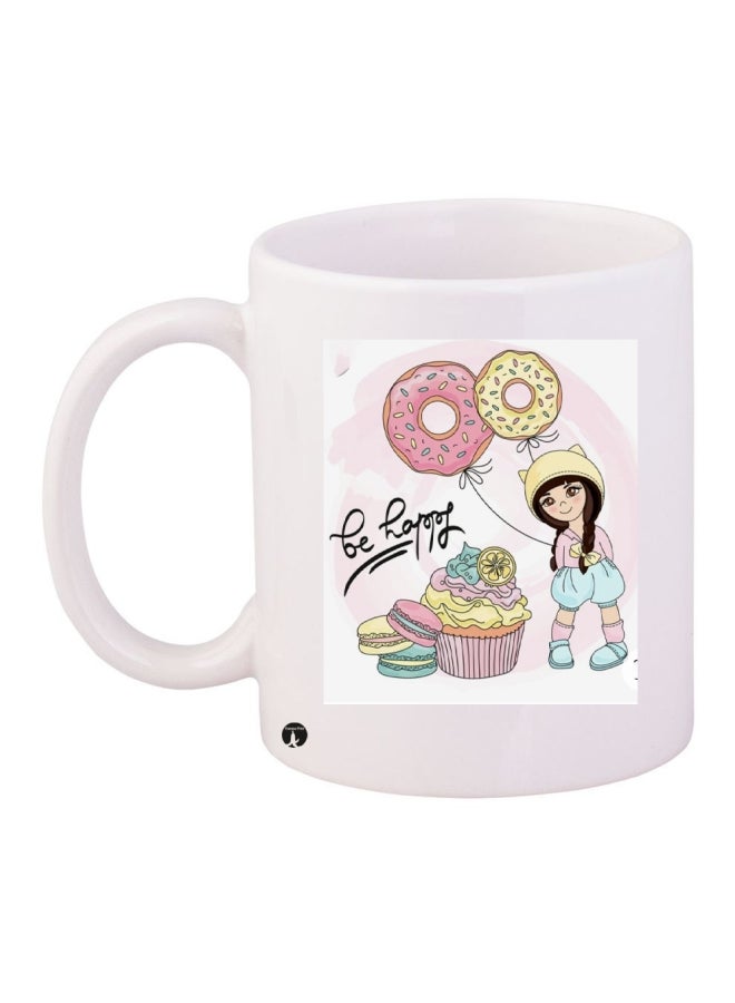 بي بي قدح قهوة مطبوع أبيض/وردي/أصفر