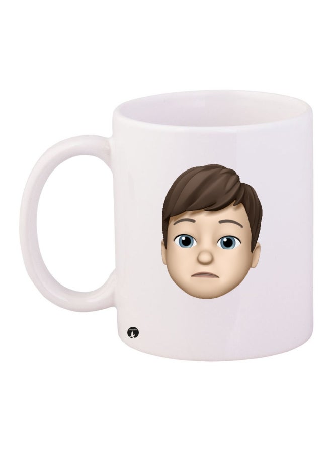 بي بي قدح قهوة مطبوع أبيض/بني/ بيج