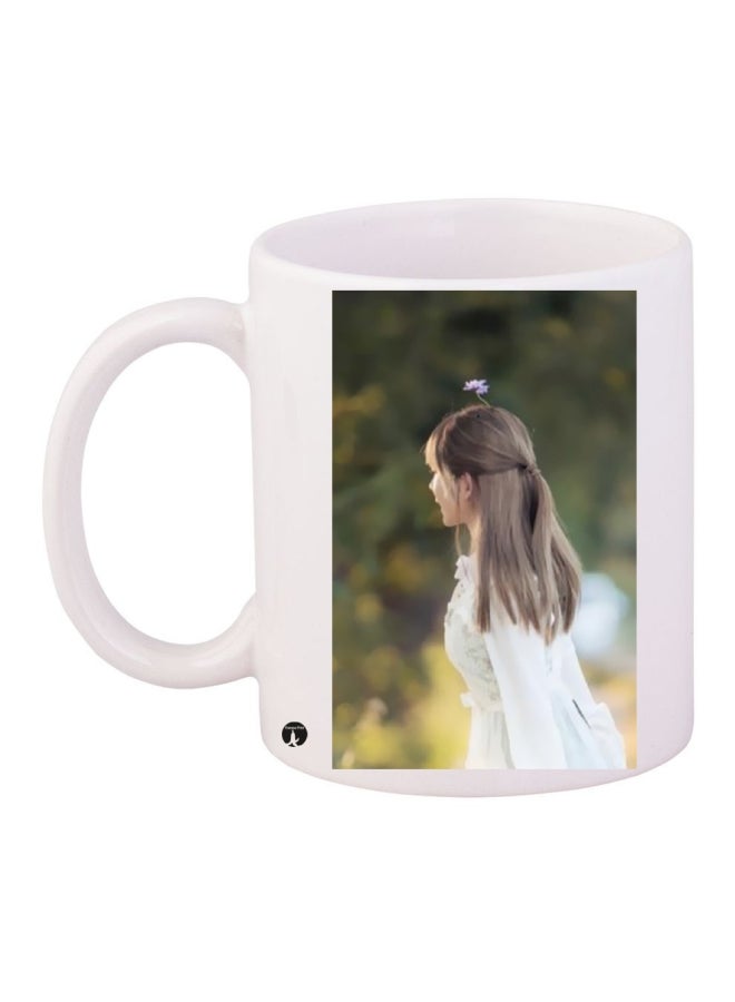 بي بي مج قهوة من السيراميك مزين بطبعة أبيض/أخضر