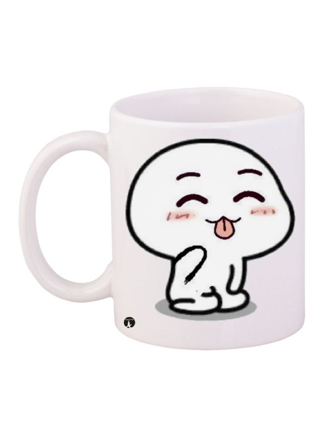 بي بي مج قهوة من السيراميك مزين بطبعة أبيض/ أسود