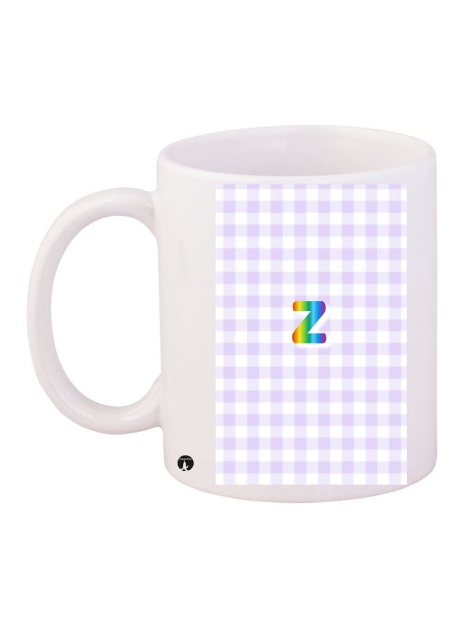 بي بي مج قهوة من السيراميك مزين بطبعة أبيض/أرجواني