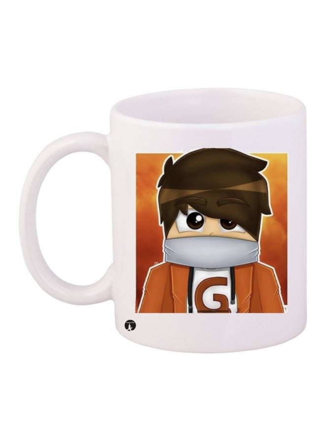 بي بي قدح قهوة مطبوع أبيض /برتقالي / بني