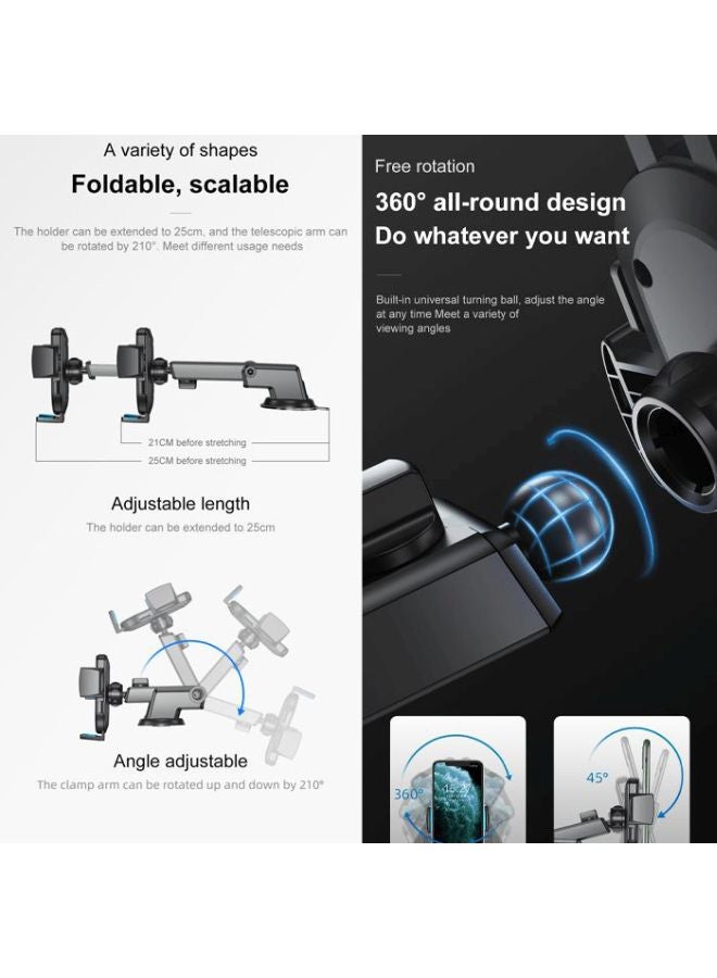 JOYROOM JR- OK3 Free Rotation Adjustable Length Car Phone Holder Black  - Image 5