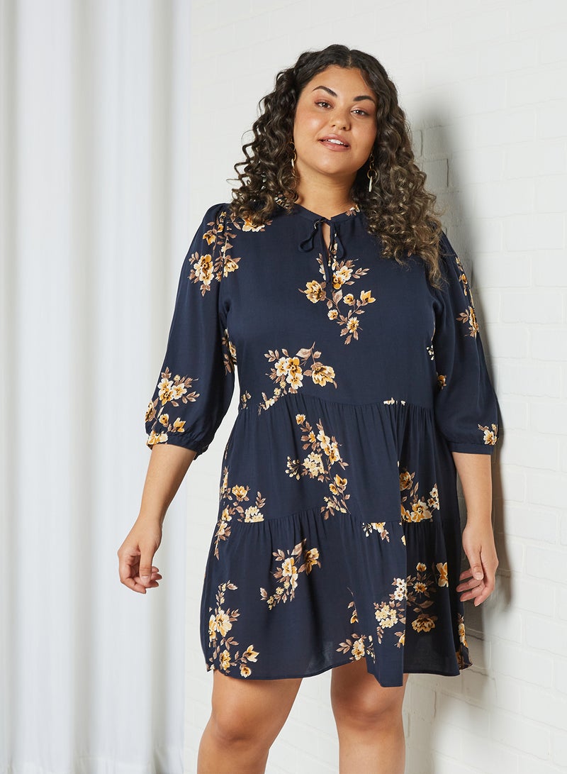 Curve Floral Tiered Dress Night Sky - v1615046399/N44090541V_1