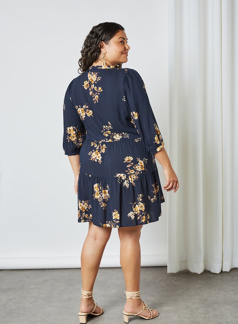 Only Carmakoma Curve Floral Tiered Dress Night Sky  - Image 2