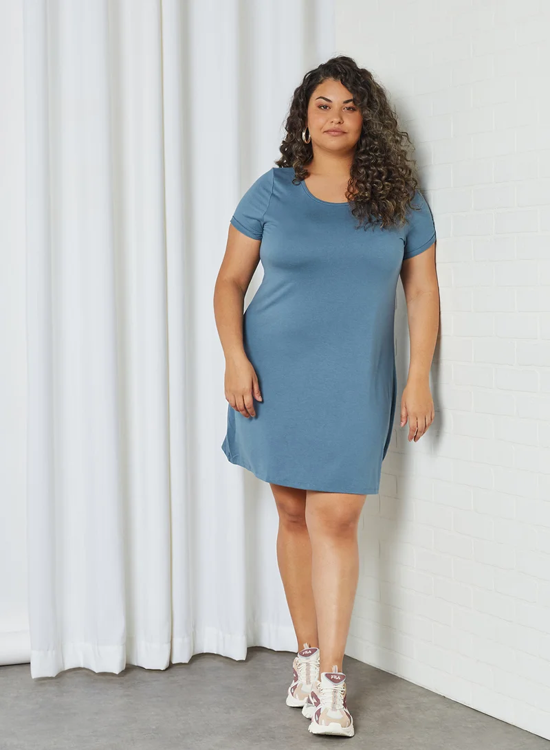 ONLY Curve Mini T-Shirt Dress Blue Mirage