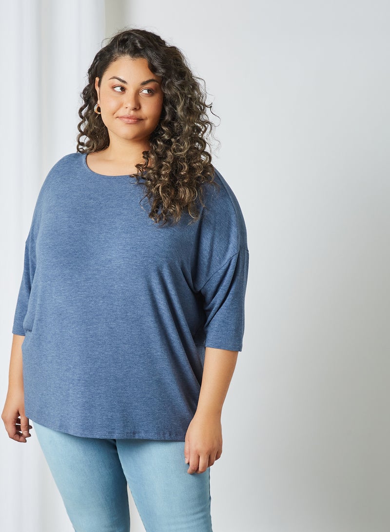 Only Carmakoma - Curve Asymmetric Hem Top Vintage Indigo - Image 1
