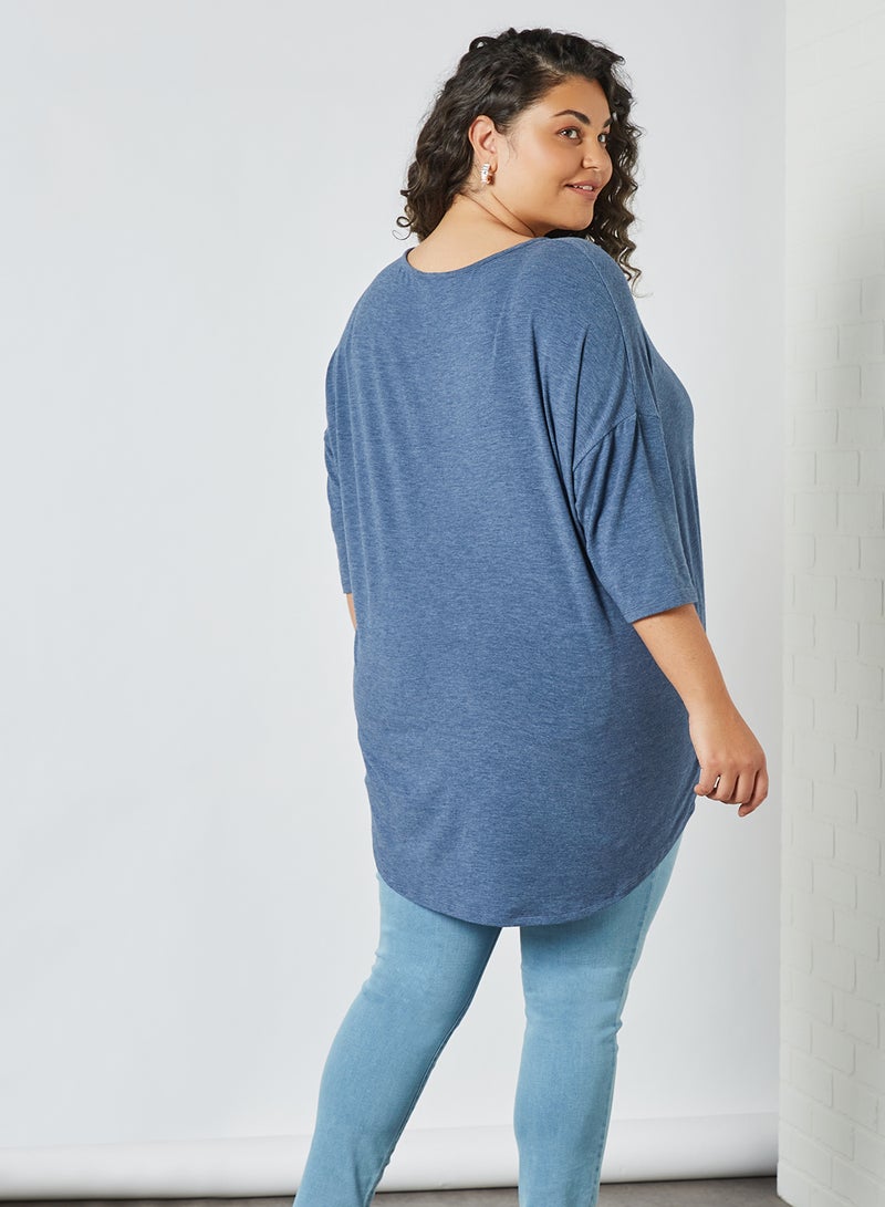 Only Carmakoma - Curve Asymmetric Hem Top Vintage Indigo - Image 1
