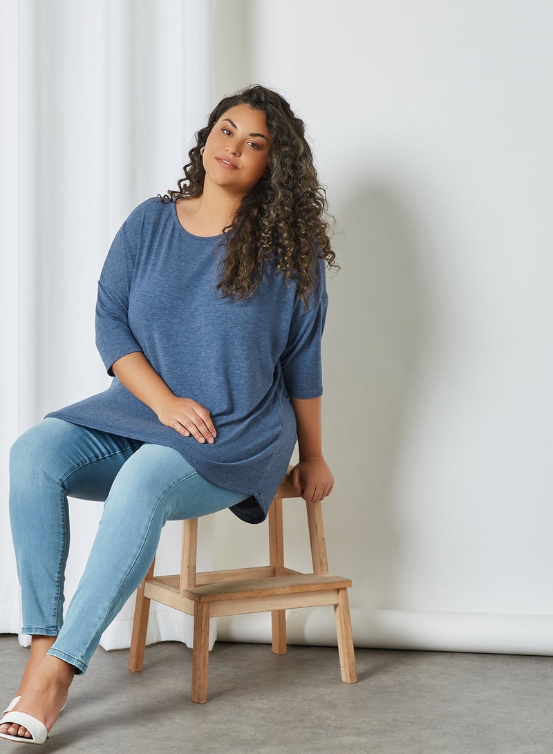 Only Carmakoma - Curve Asymmetric Hem Top Vintage Indigo - Image 1