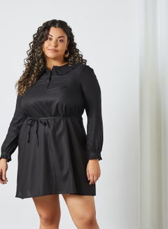 Curve Waist Tie Mini Dress Black