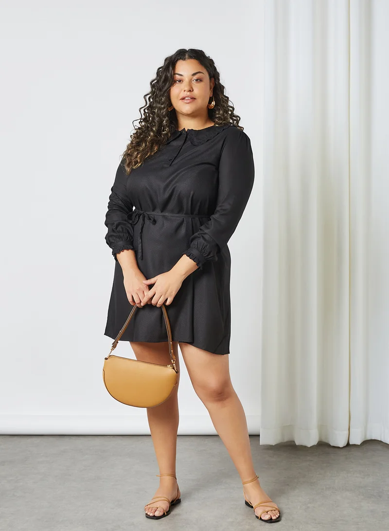 VERO MODA Curve Waist Tie Mini Dress Black