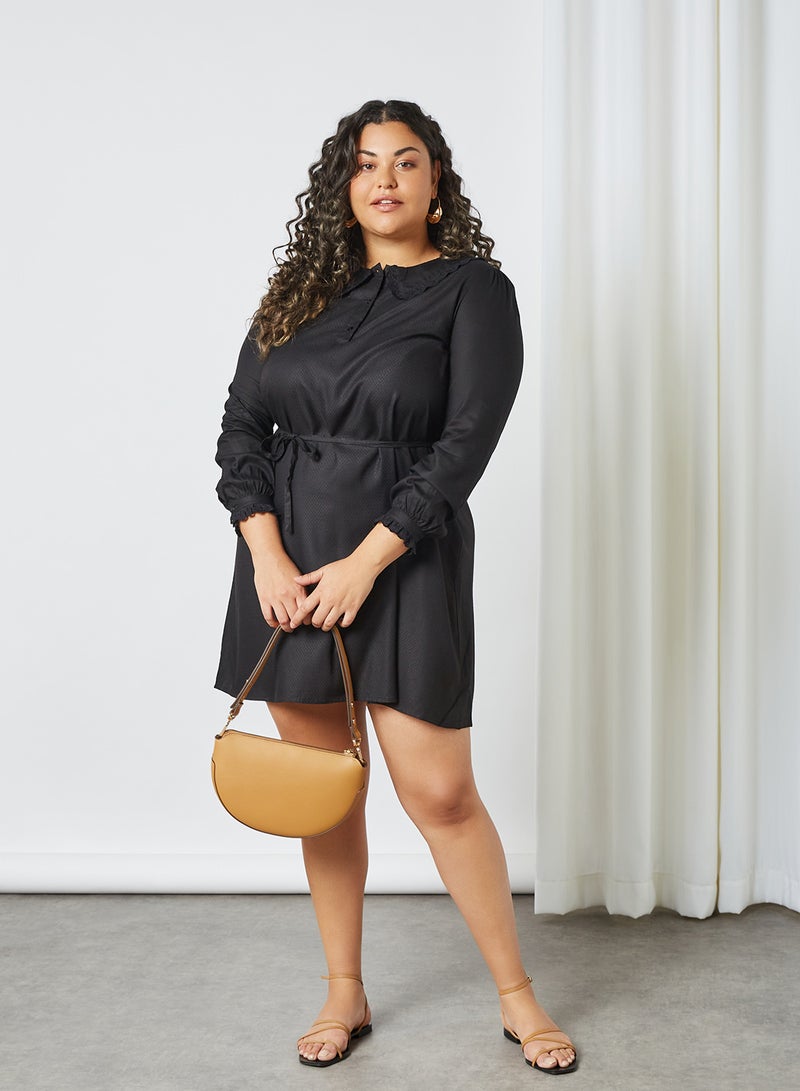 VERO MODA - Curve Waist Tie Mini Dress Black - Image 1