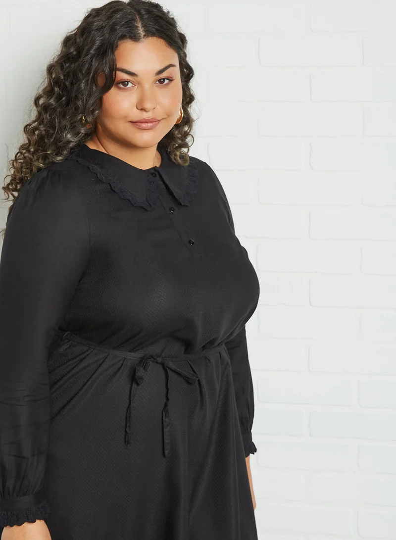 VERO MODA Curve Waist Tie Mini Dress Black