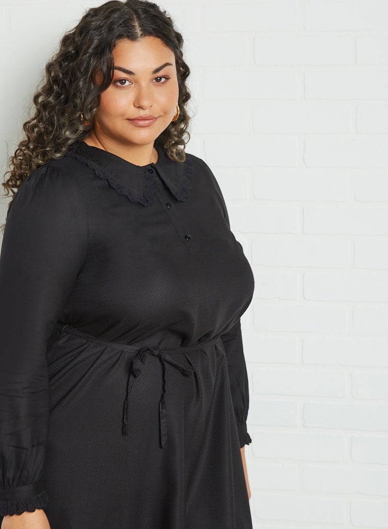 VERO MODA - Curve Waist Tie Mini Dress Black - Image 1