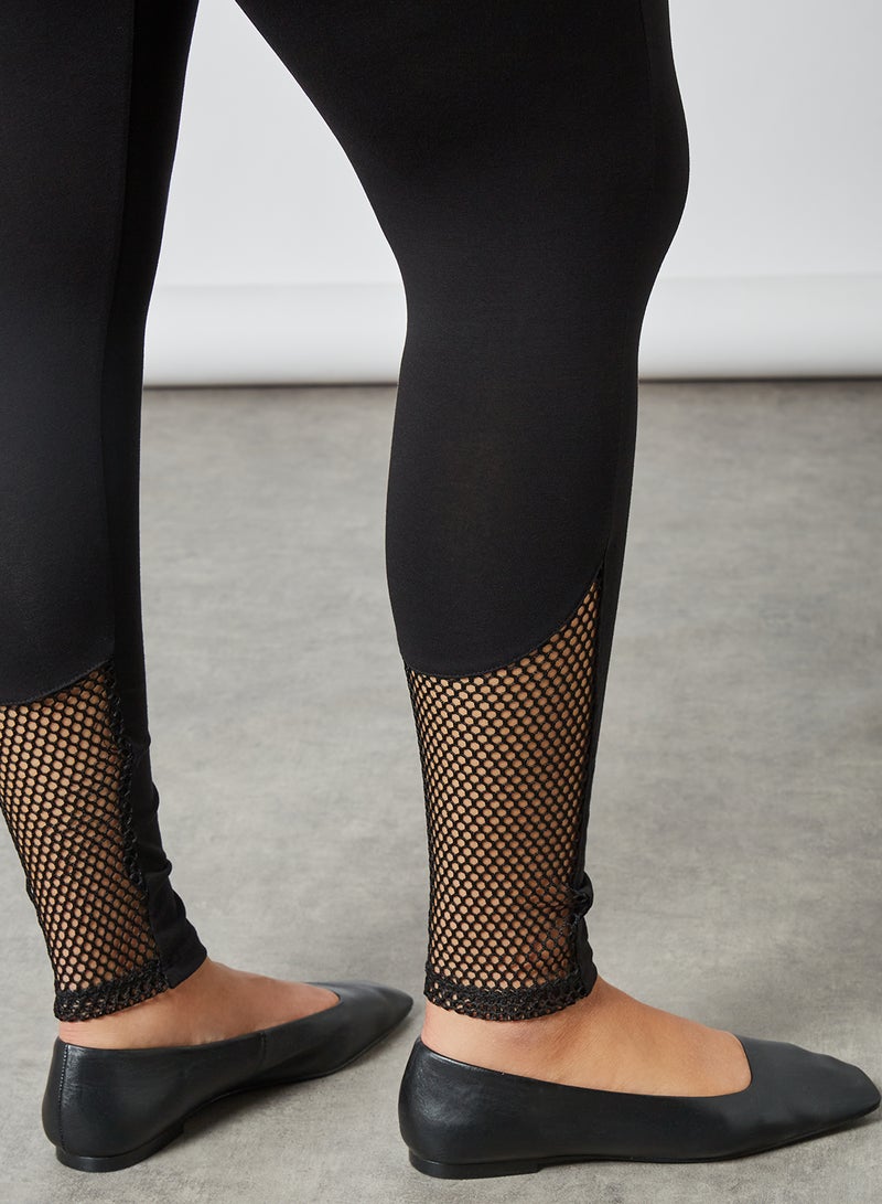 Only Carmakoma - Curve Mesh Panel Leggings Black - Image 1