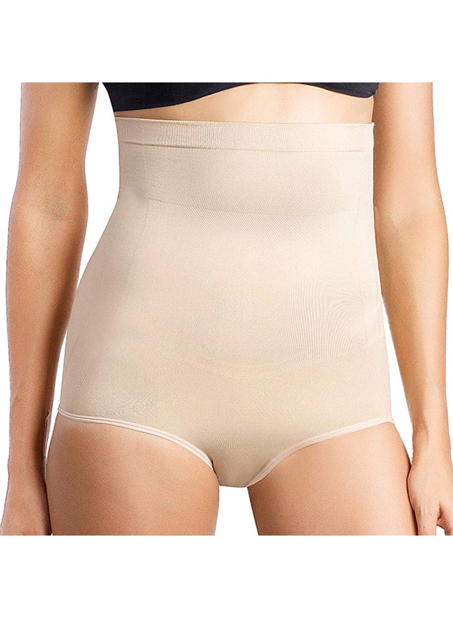 Glamroot Seamless High Waist Tummy Control Panty Shapewear Brief Beige - Image 1