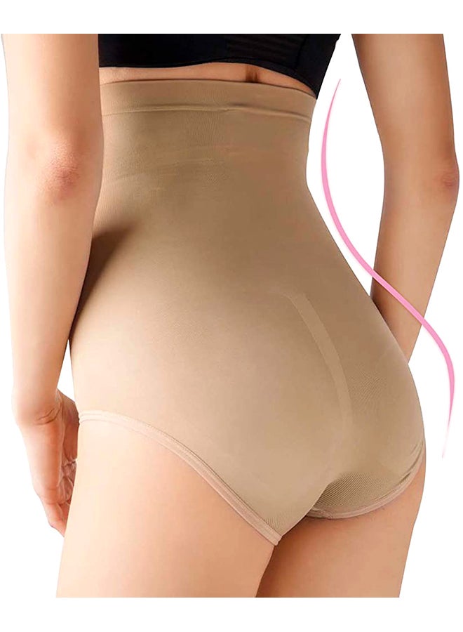 Glamroot Seamless High Waist Tummy Control Panty Shapewear Brief Beige - Image 4