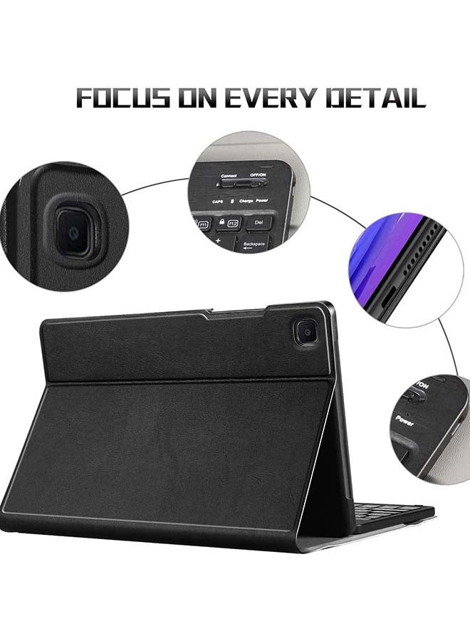 Intag PU Leather Stand Cover With Wireless Keyboard For Galaxy Tab A7 Black - Image 2