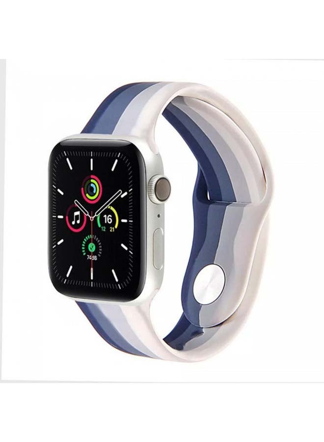 Generic - Replacement Silicone Band For Apple Watch blue/white - Image 1
