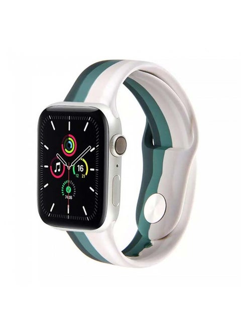 Replacement Silicone Band For Apple Watch green/white