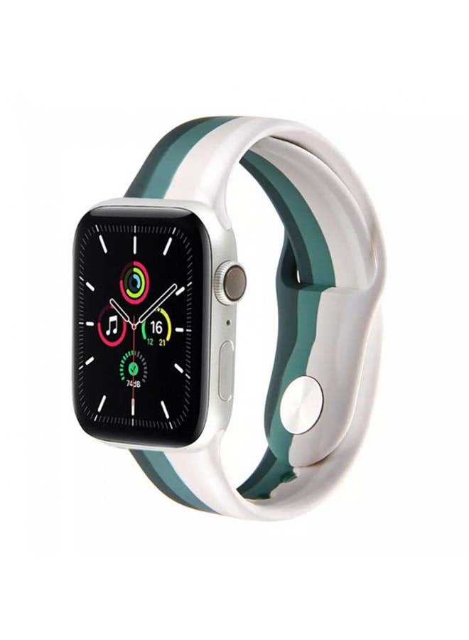 Generic - Replacement Silicone Band For Apple Watch green/white - Image 1