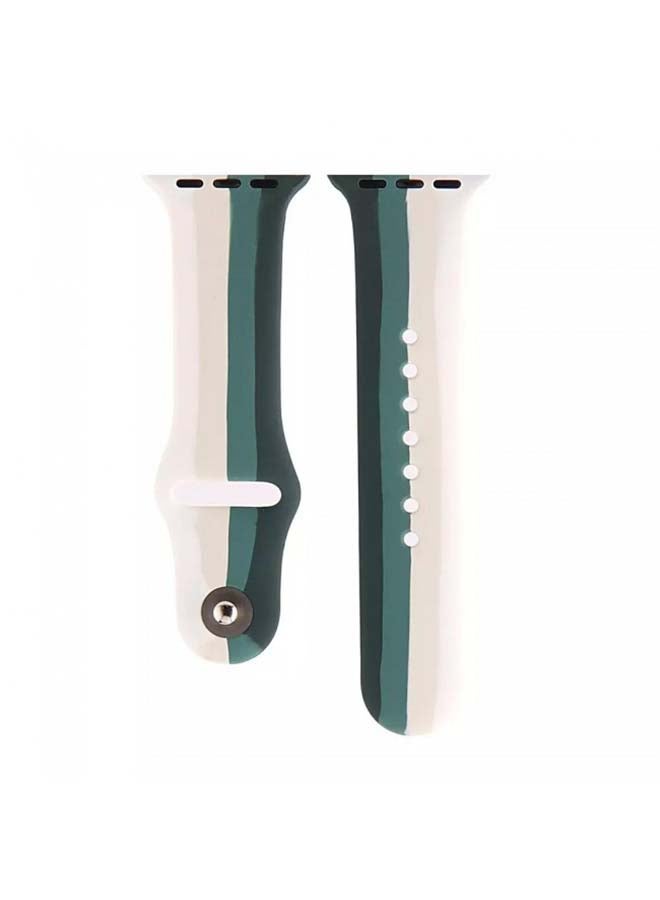 Generic - Replacement Silicone Band For Apple Watch green/white - Image 1