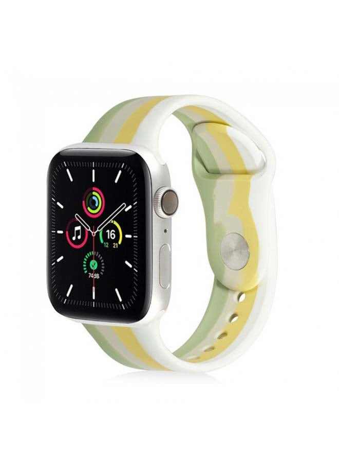 Generic - Replacement Silicone Band For Apple Watch green/yellow/white - Image 1
