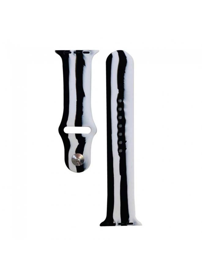 Generic - Replacement Silicone Band For Apple Watch black/white - Image 1