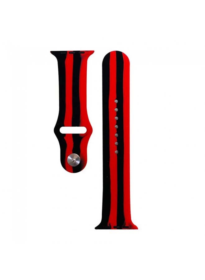 Generic - Replacement Silicone Band For Apple Watch black/red - Image 1