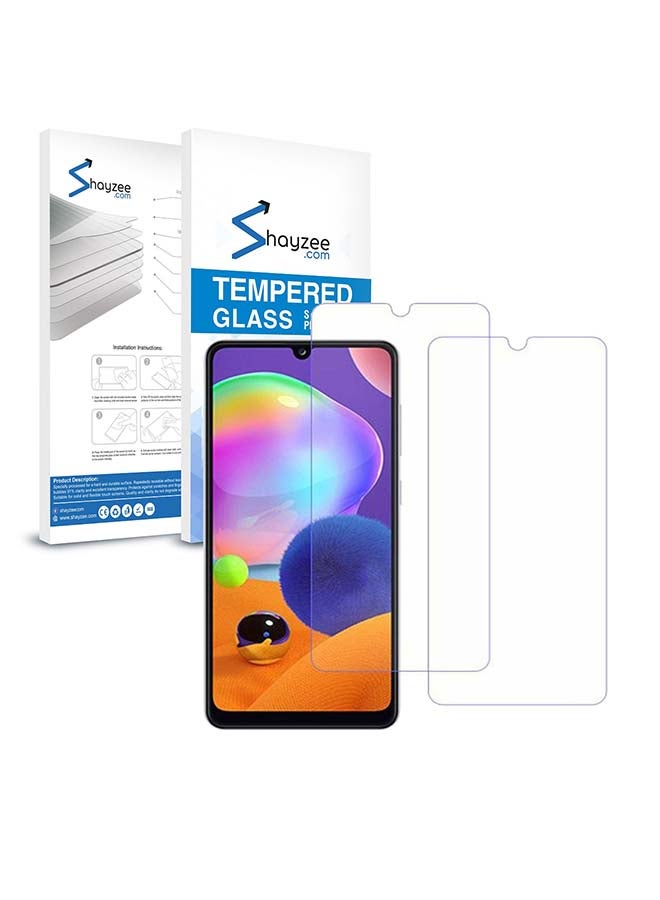 شيزي مجموعة لاصقات حماية ماكس شيلد للشاشة من الزجاج المقوى لهاتف سامسونج جالاكسي A31، قطعتان شفاف - Image 1