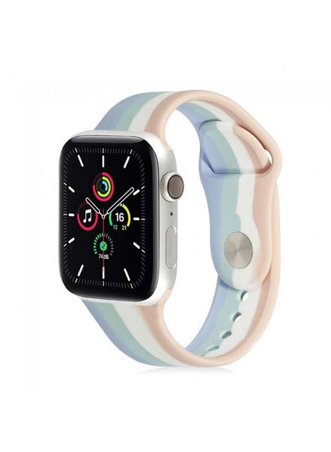 Replacement Silicone Band For Apple Watch blue/pink/white