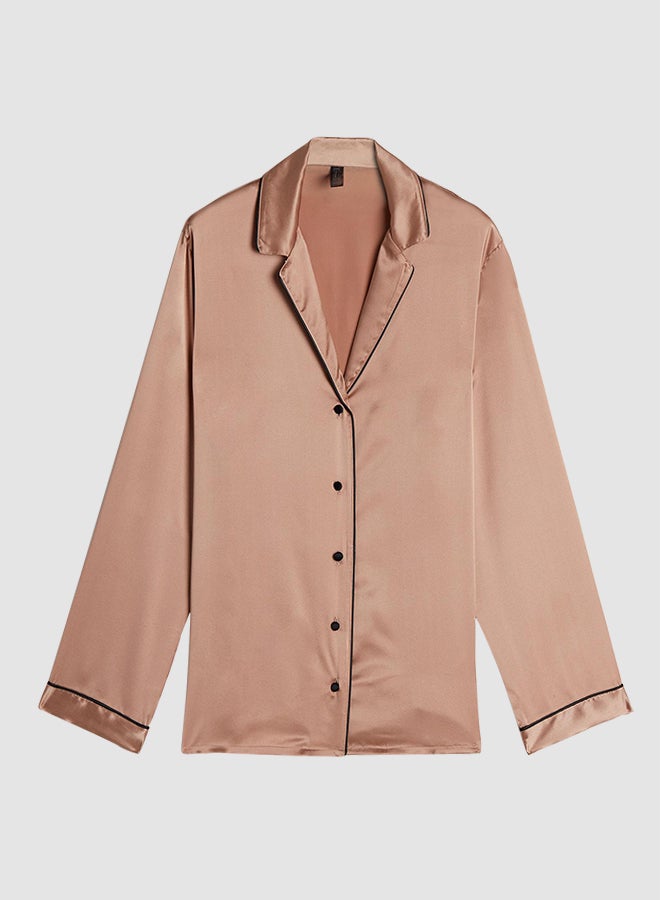 intimissimi - Satin Boyfriend Fit Pyjama Top Satin Pink - Image 1
