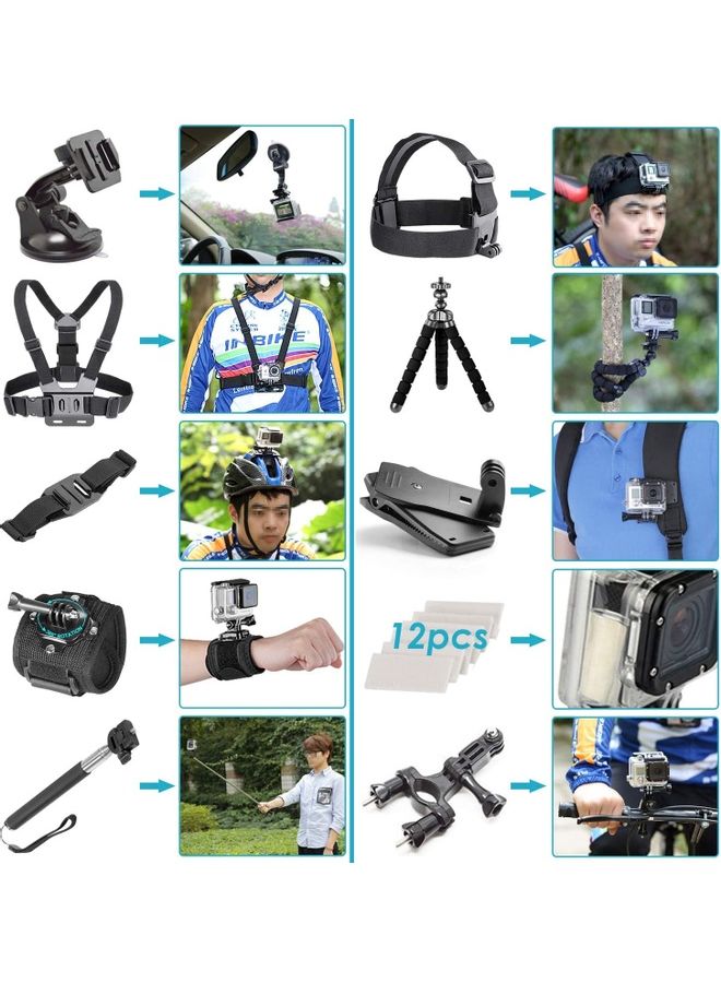 Rock Pow 50-In-1 Action Camera Accessory Set For GoPro Action Camera Black  - Image 2