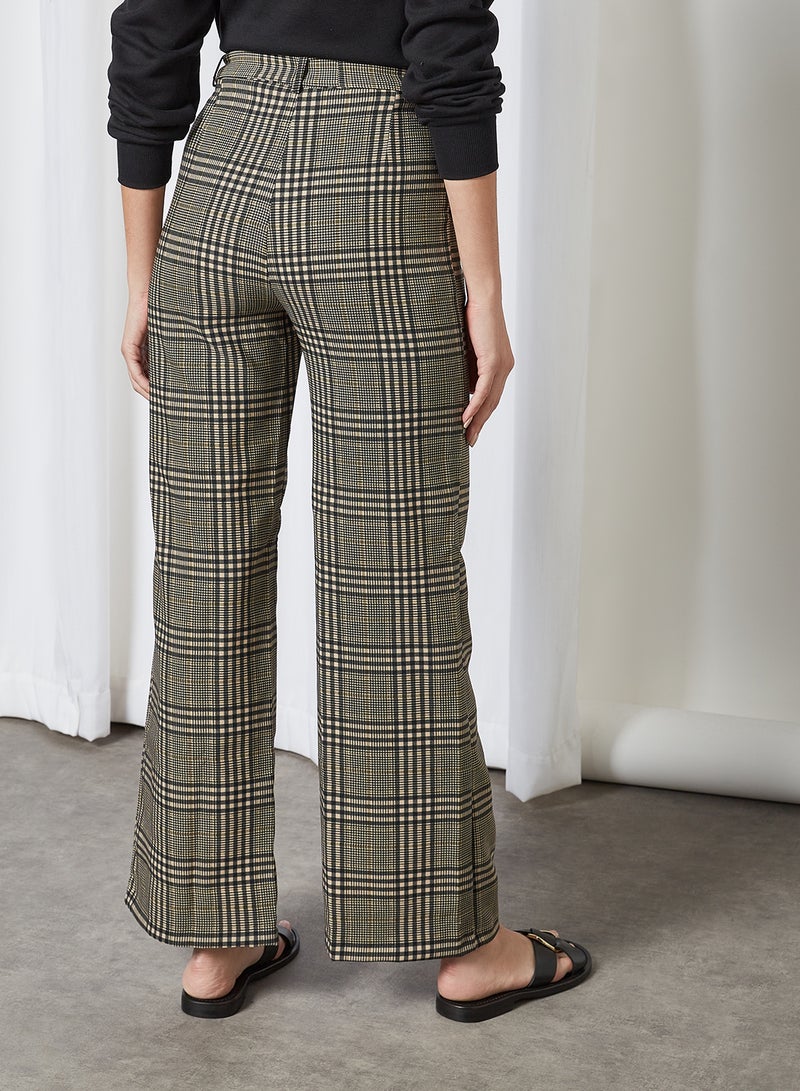trendyol Checkered Waist Tie Pants Black  - Image 2