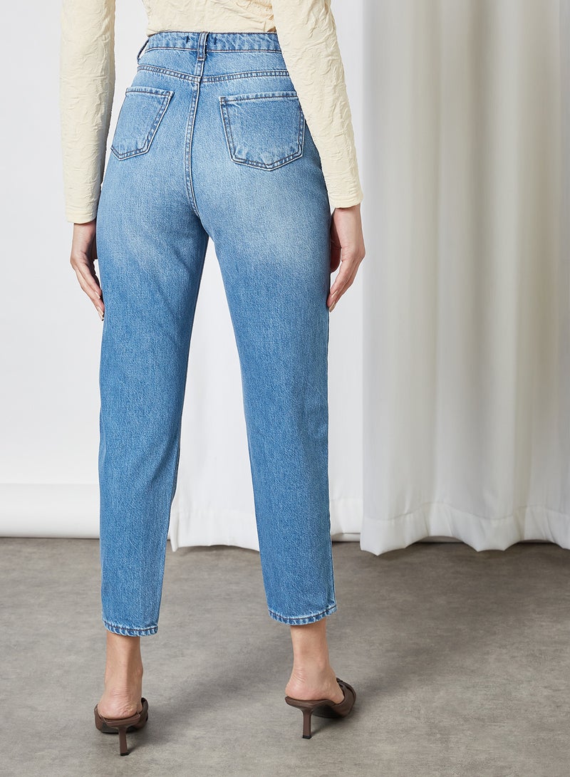 trendyol High-Waist Mom Jeans Blue  - Image 2