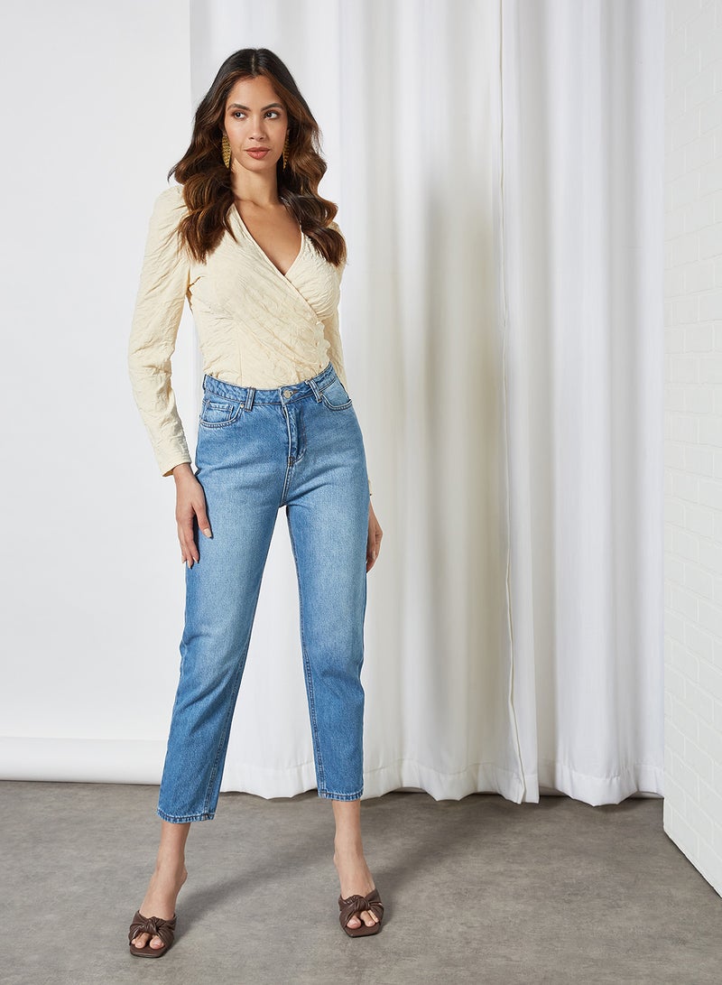 trendyol High-Waist Mom Jeans Blue  - Image 3