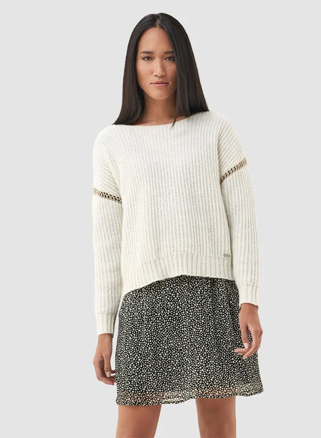 SALSA Openwork Sleeve Panel Sweater Beige