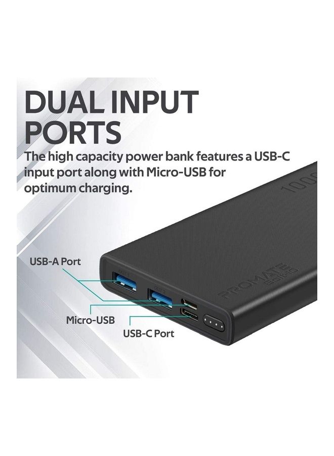 بروميت - باور بنك ذكي وصغير الحجم للشحن مزود بمنفذ USB مزدوج 10000.0 mAh أسود - Image 1