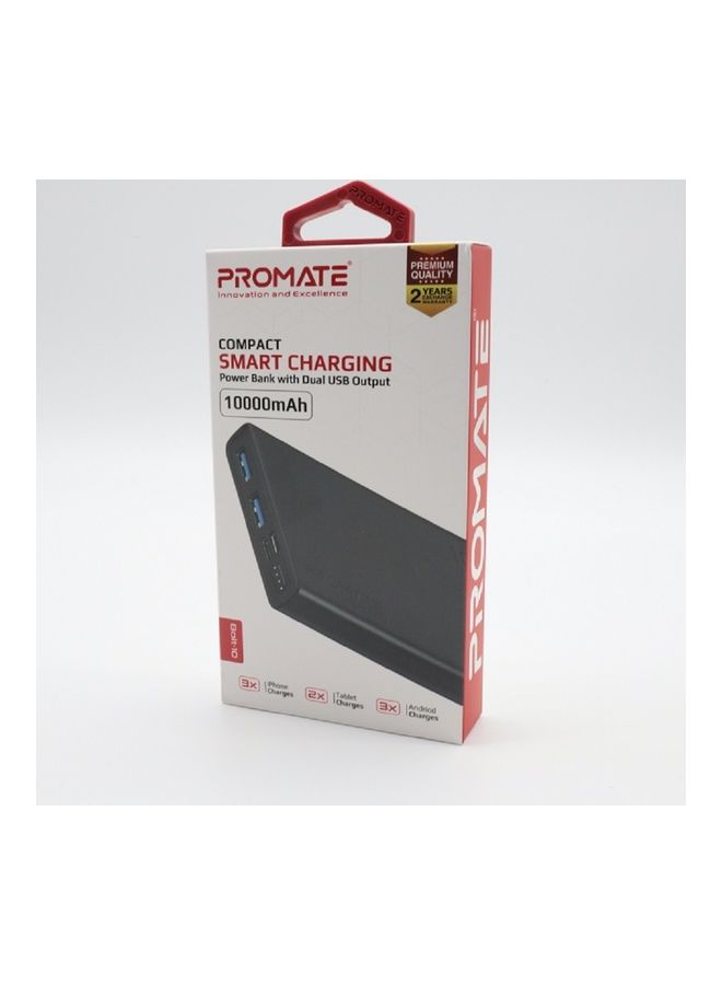 بروميت - باور بنك ذكي وصغير الحجم للشحن مزود بمنفذ USB مزدوج 10000.0 mAh أسود - Image 1