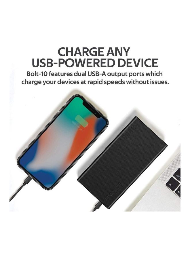 بروميت - باور بنك ذكي وصغير الحجم للشحن مزود بمنفذ USB مزدوج 10000.0 mAh أسود - Image 1